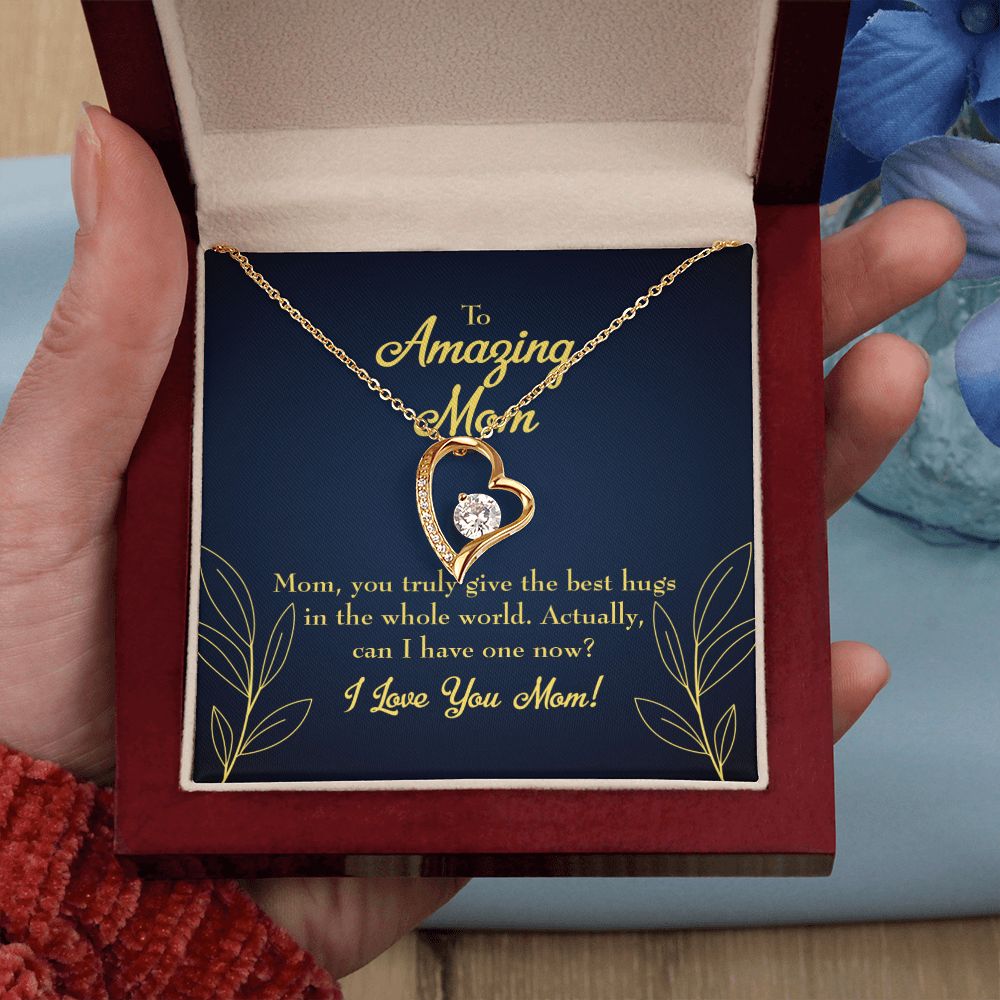 To Mom Mom Best Hug Forever Necklace w Message Card-Express Your Love Gifts