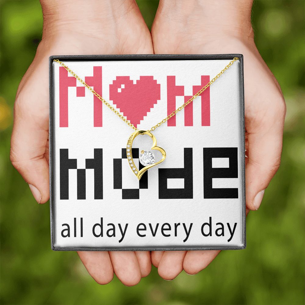 To Mom Mom Mode All Day Everyday Forever Necklace w Message Card-Express Your Love Gifts