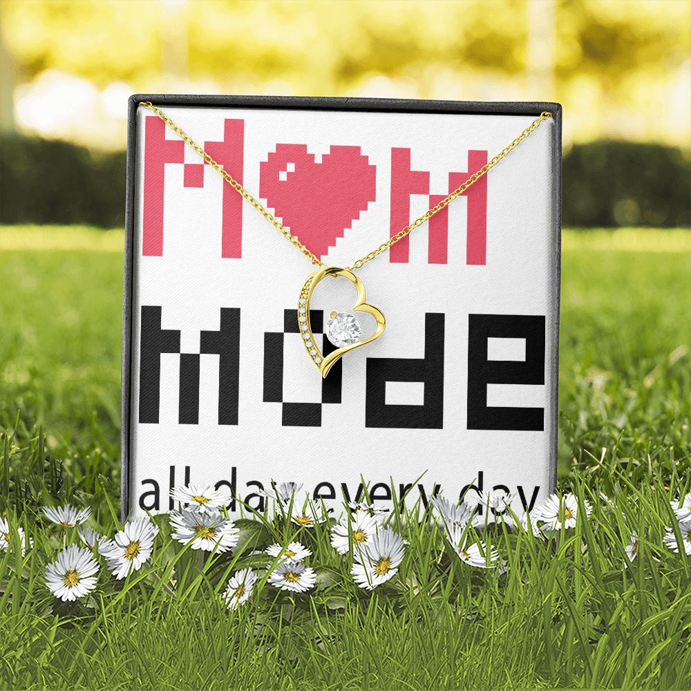 To Mom Mom Mode All Day Everyday Forever Necklace w Message Card-Express Your Love Gifts