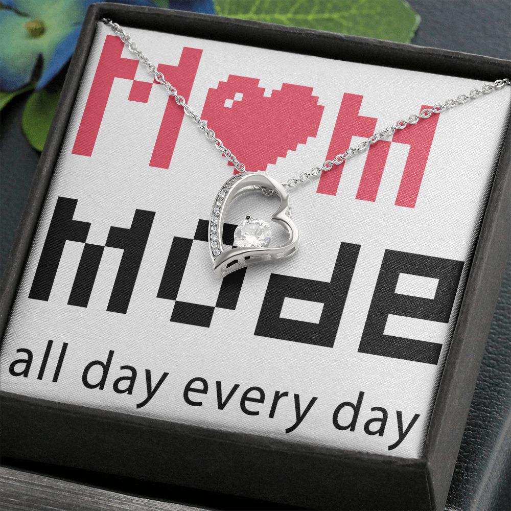 To Mom Mom Mode All Day Everyday Forever Necklace w Message Card-Express Your Love Gifts