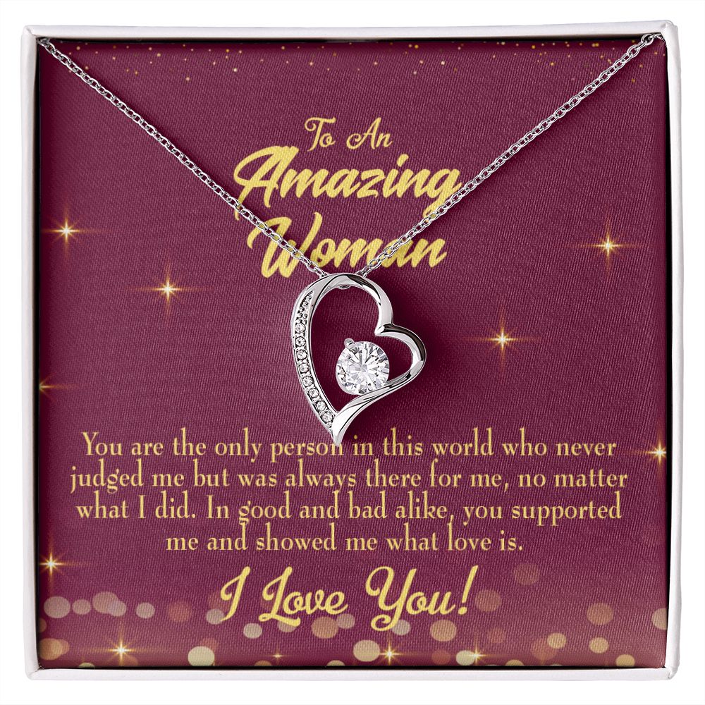 To Mom Mom Never Judged Forever Necklace w Message Card-Express Your Love Gifts