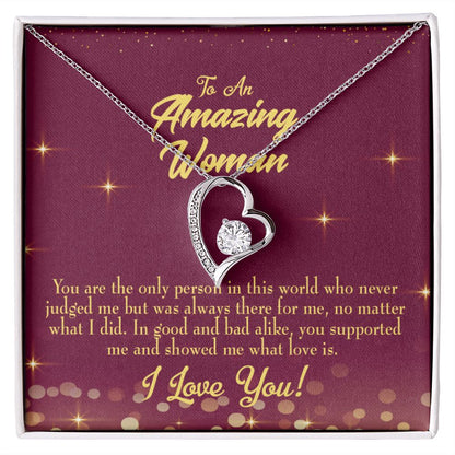 To Mom Mom Never Judged Forever Necklace w Message Card-Express Your Love Gifts