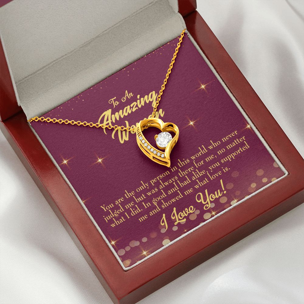 To Mom Mom Never Judged Forever Necklace w Message Card-Express Your Love Gifts