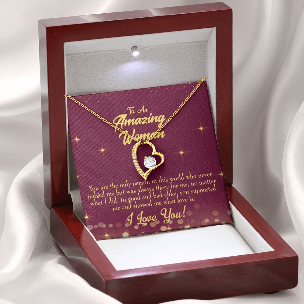 To Mom Mom Never Judged Forever Necklace w Message Card-Express Your Love Gifts