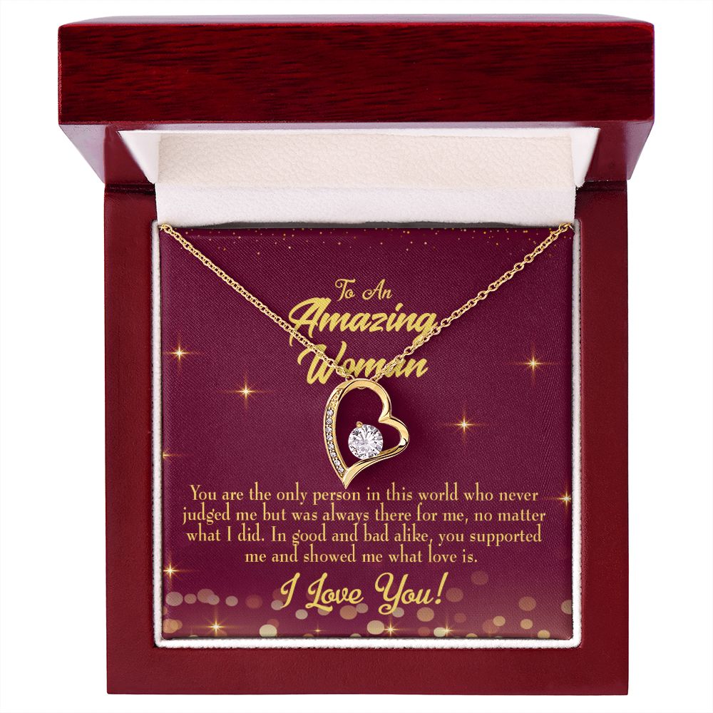 To Mom Mom Never Judged Forever Necklace w Message Card-Express Your Love Gifts