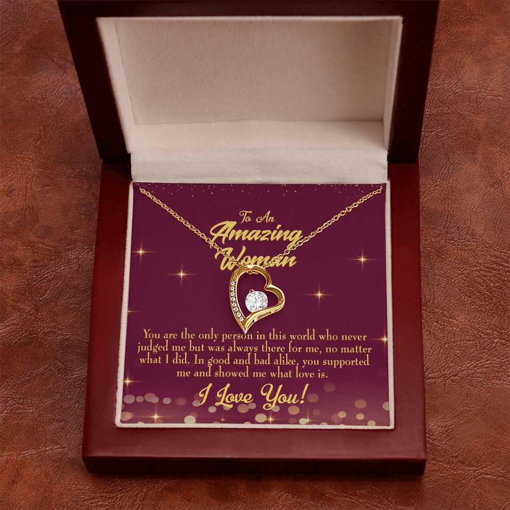 To Mom Mom Never Judged Forever Necklace w Message Card-Express Your Love Gifts