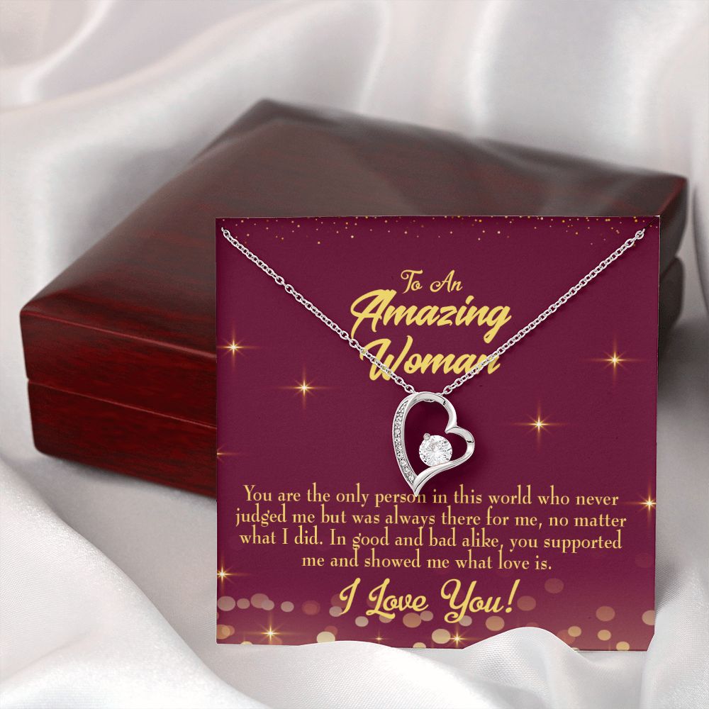 To Mom Mom Never Judged Forever Necklace w Message Card-Express Your Love Gifts