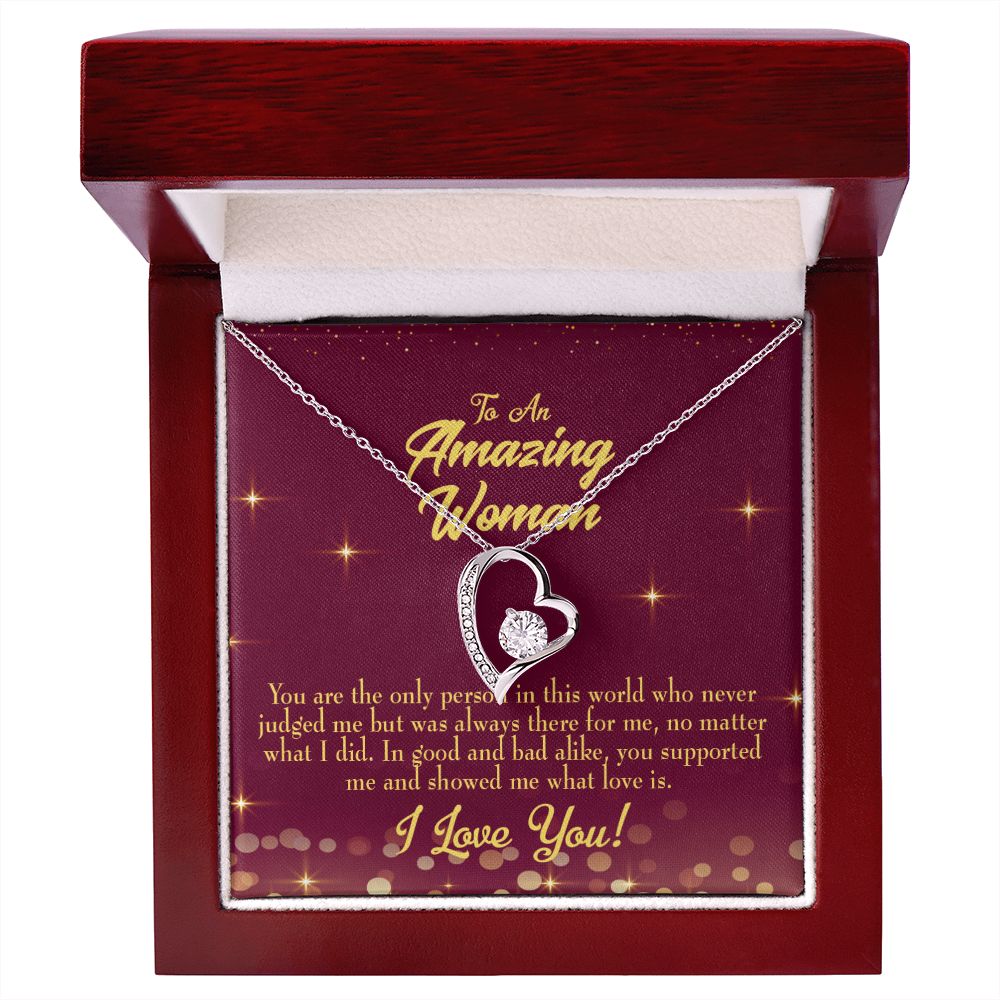 To Mom Mom Never Judged Forever Necklace w Message Card-Express Your Love Gifts