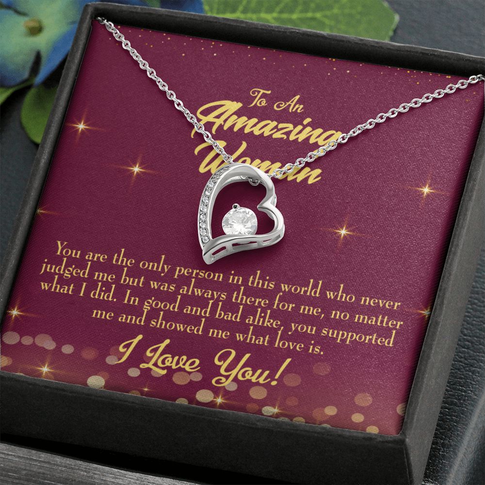 To Mom Mom Never Judged Forever Necklace w Message Card-Express Your Love Gifts