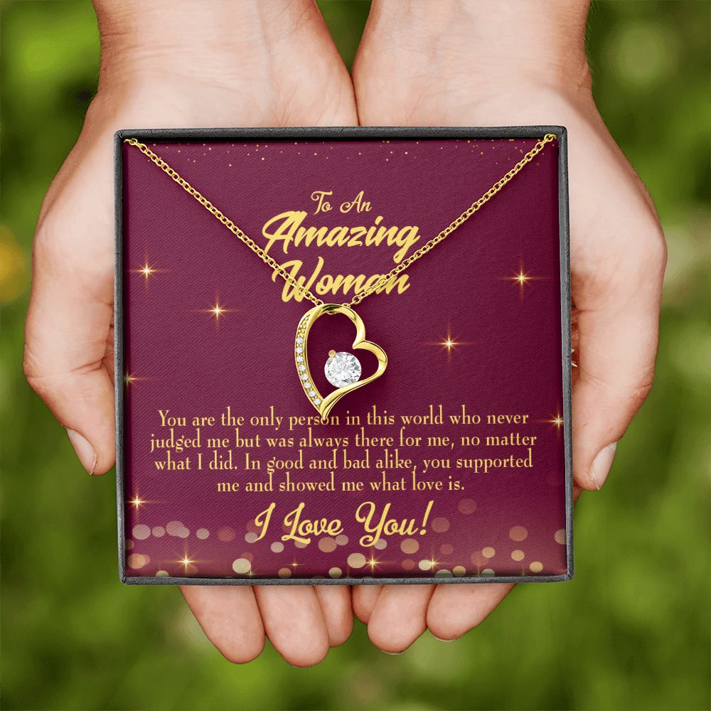 To Mom Mom Never Judged Forever Necklace w Message Card-Express Your Love Gifts