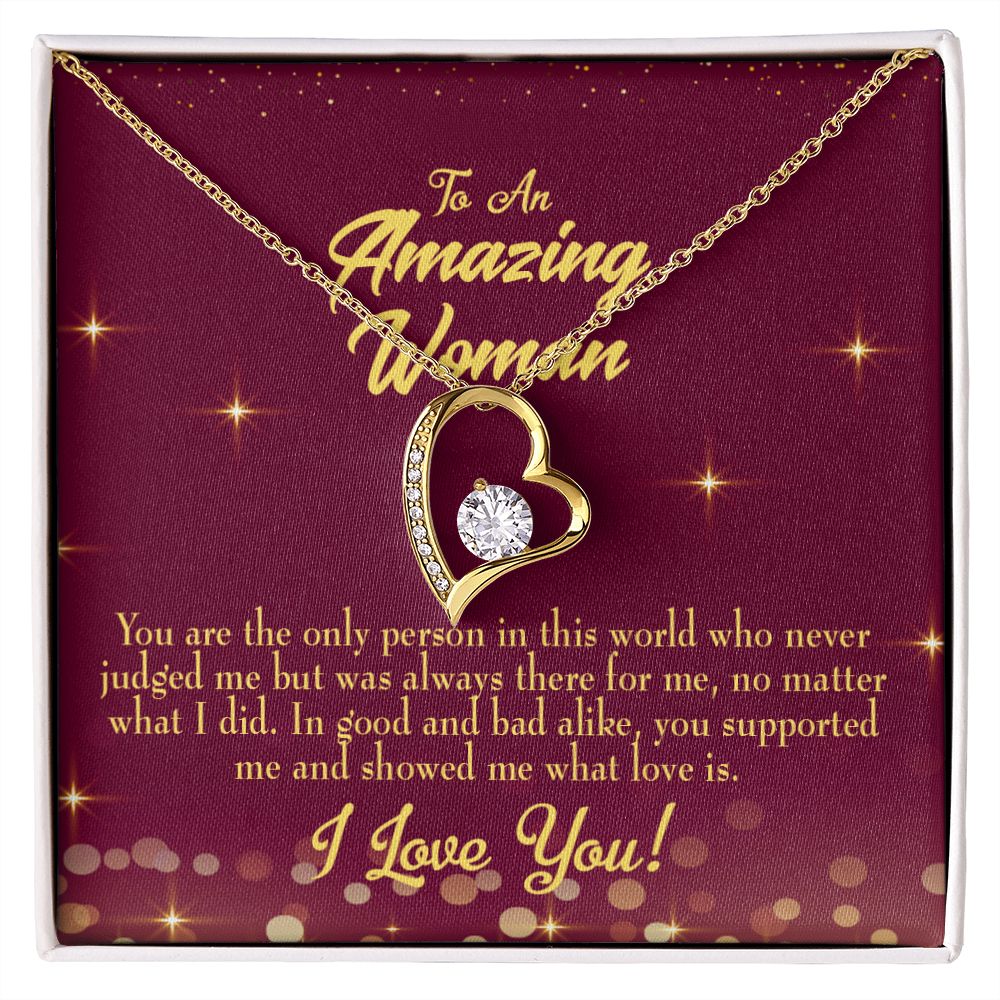 To Mom Mom Never Judged Forever Necklace w Message Card-Express Your Love Gifts