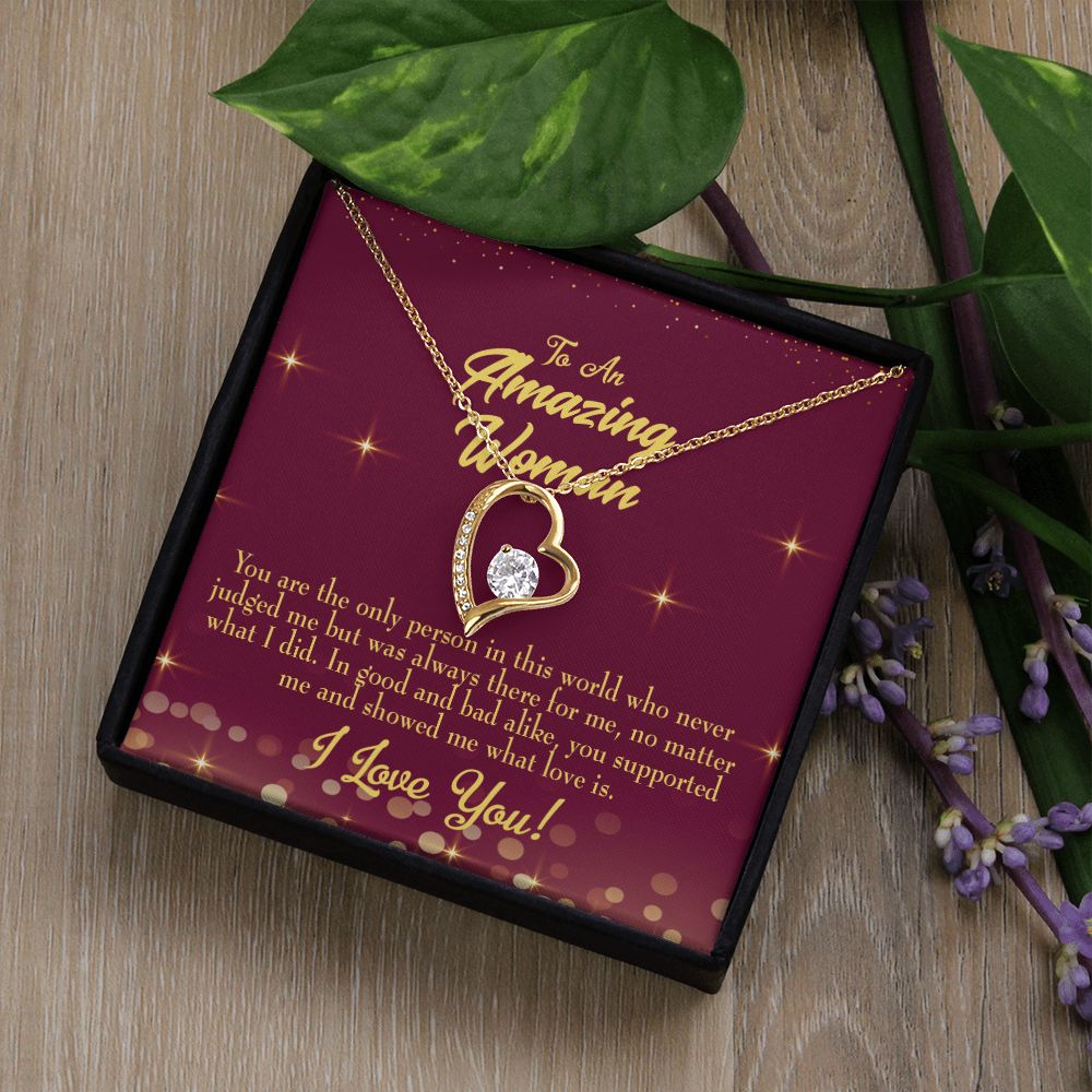 To Mom Mom Never Judged Forever Necklace w Message Card-Express Your Love Gifts