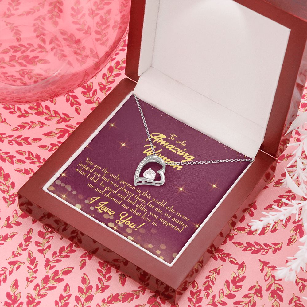 To Mom Mom Never Judged Forever Necklace w Message Card-Express Your Love Gifts