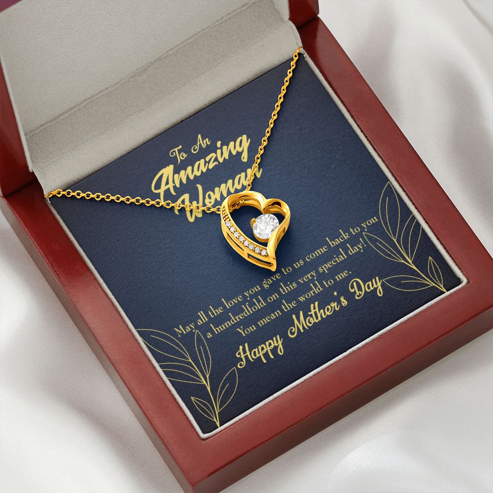 To Mom Mom the World Forever Necklace w Message Card-Express Your Love Gifts