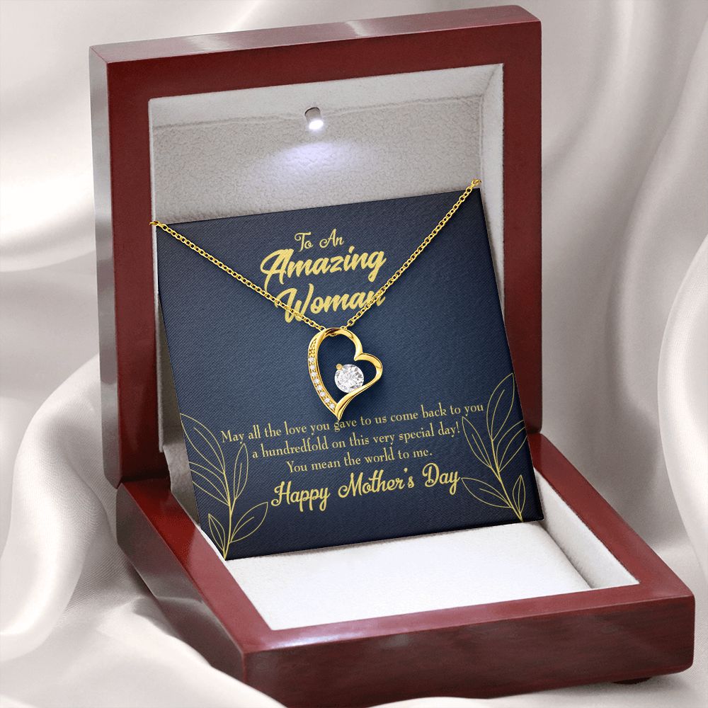 To Mom Mom the World Forever Necklace w Message Card-Express Your Love Gifts