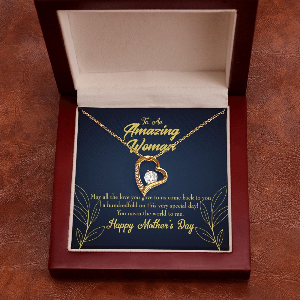 To Mom Mom the World Forever Necklace w Message Card-Express Your Love Gifts