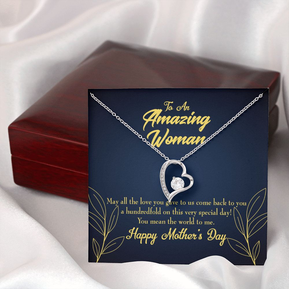 To Mom Mom the World Forever Necklace w Message Card-Express Your Love Gifts