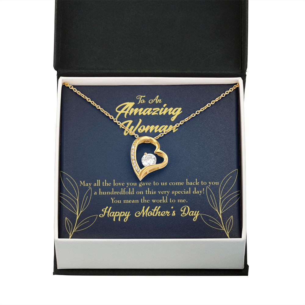 To Mom Mom the World Forever Necklace w Message Card-Express Your Love Gifts