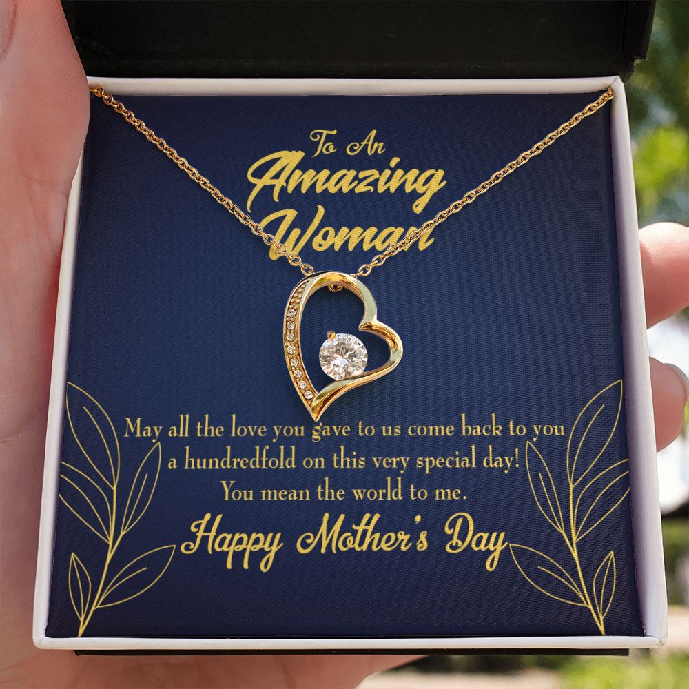 To Mom Mom the World Forever Necklace w Message Card-Express Your Love Gifts