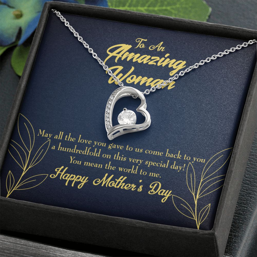 To Mom Mom the World Forever Necklace w Message Card-Express Your Love Gifts