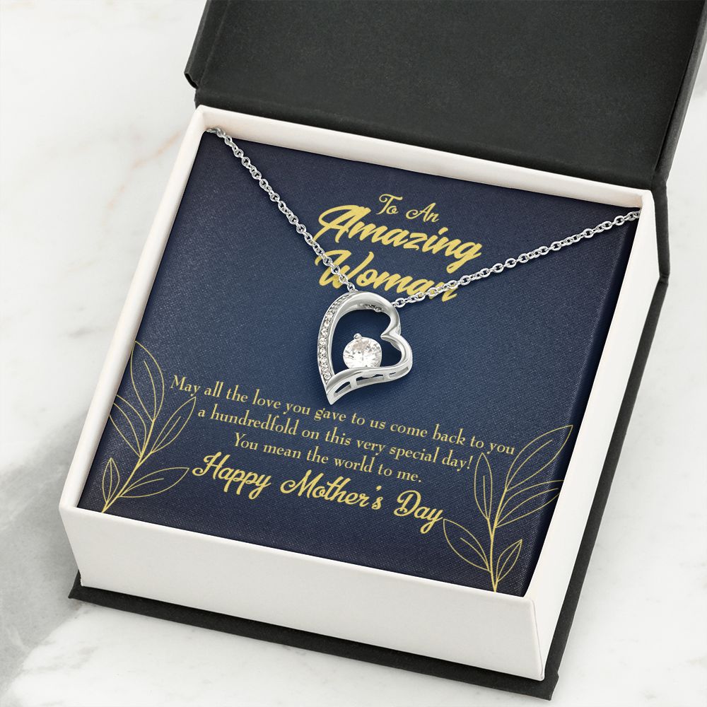 To Mom Mom the World Forever Necklace w Message Card-Express Your Love Gifts