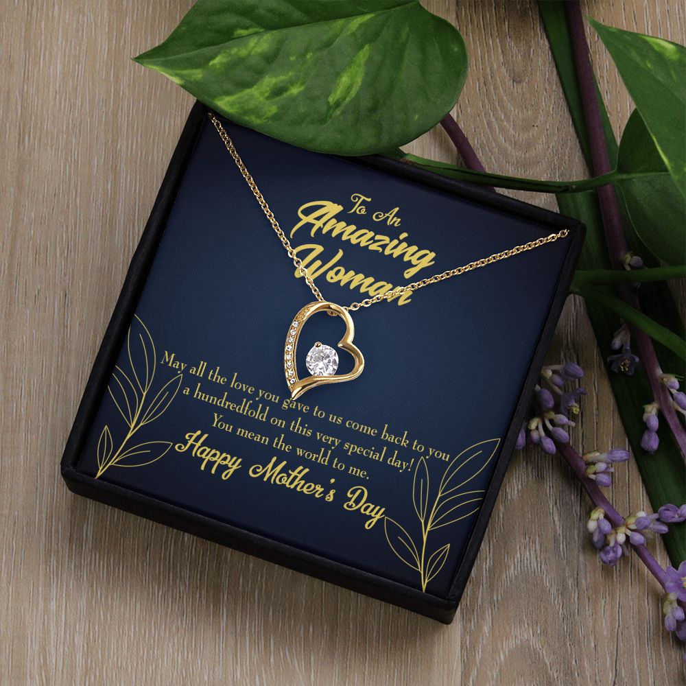 To Mom Mom the World Forever Necklace w Message Card-Express Your Love Gifts