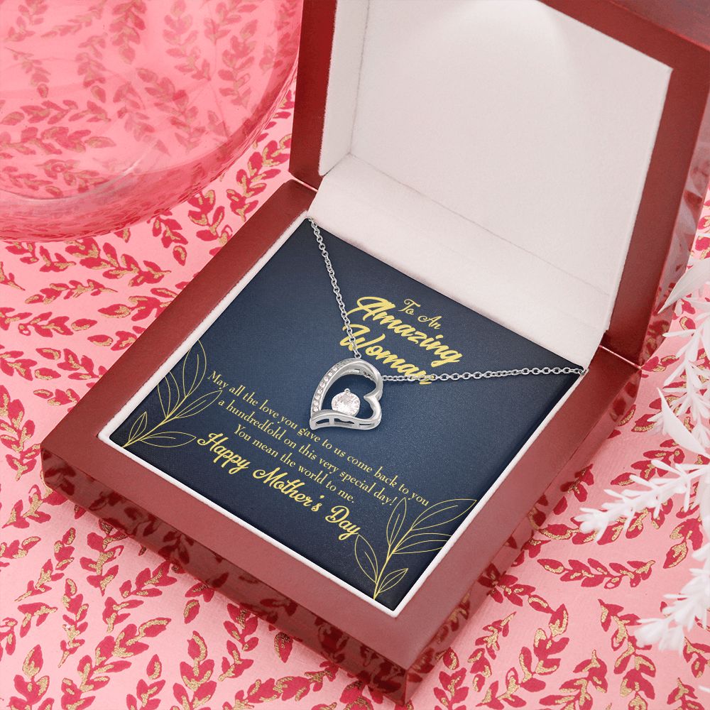 To Mom Mom the World Forever Necklace w Message Card-Express Your Love Gifts