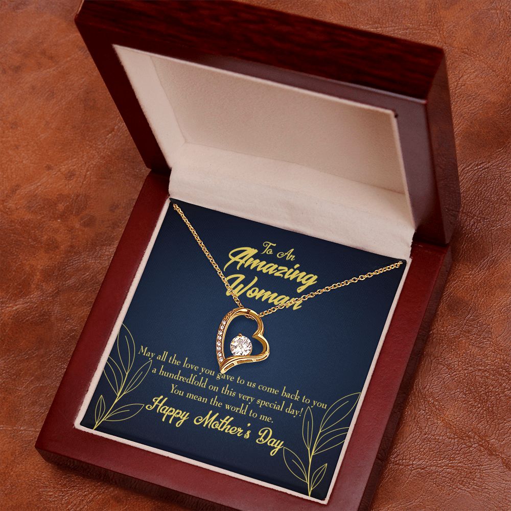 To Mom Mom the World Forever Necklace w Message Card-Express Your Love Gifts