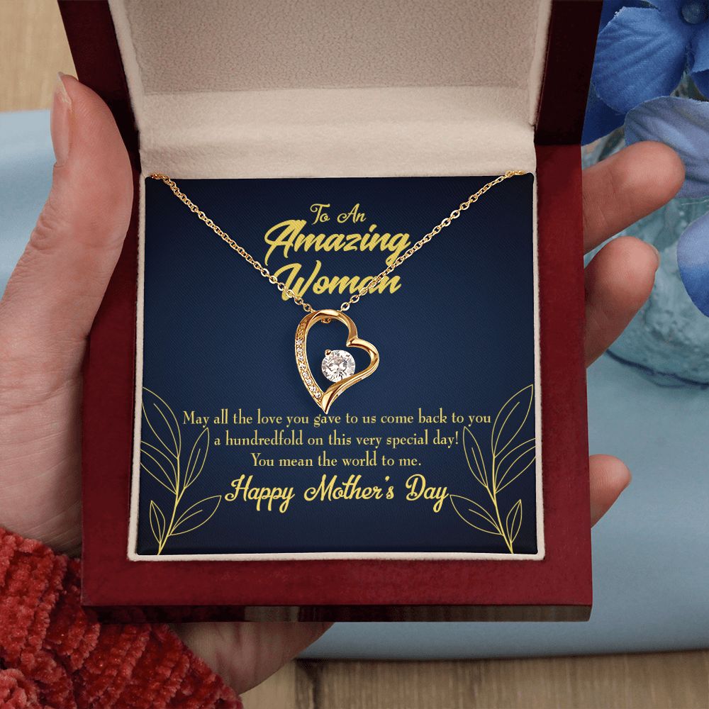 To Mom Mom the World Forever Necklace w Message Card-Express Your Love Gifts