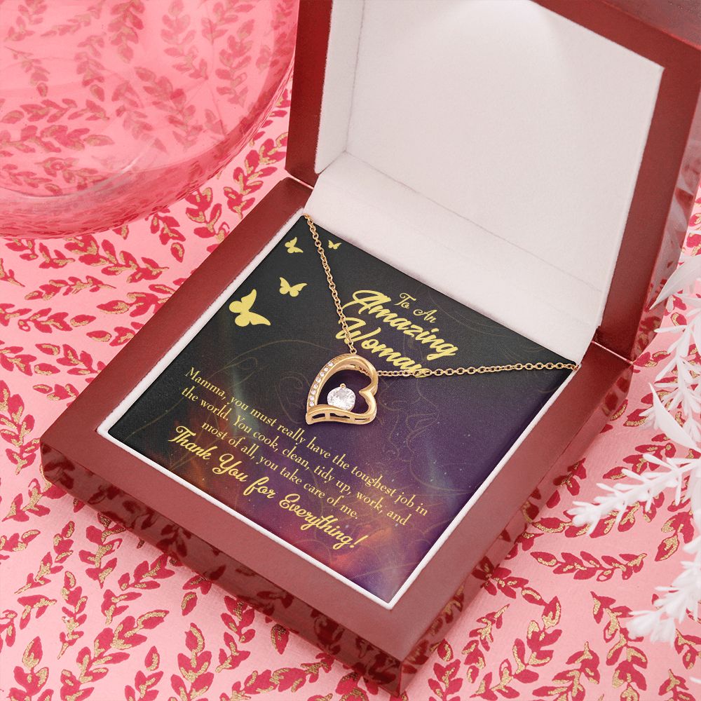 To Mom Mom Tough Job Forever Necklace w Message Card-Express Your Love Gifts