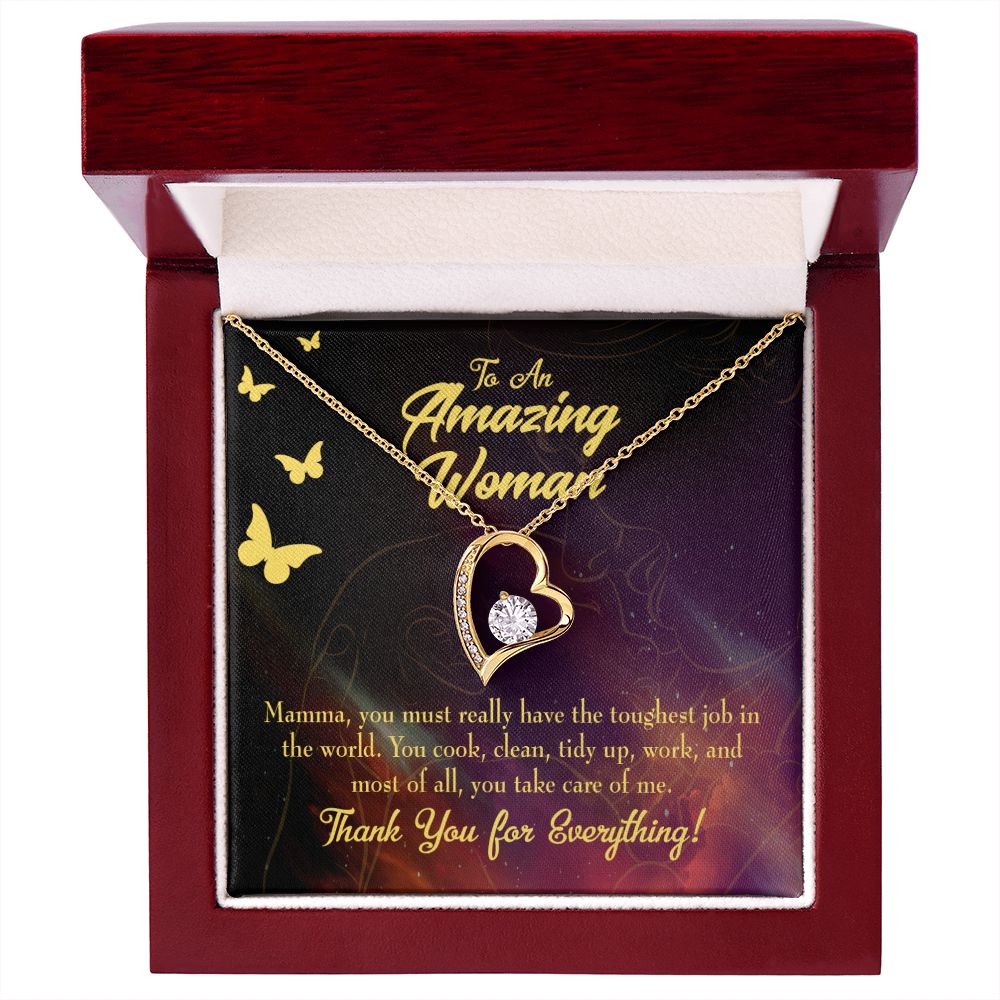 To Mom Mom Tough Job Forever Necklace w Message Card-Express Your Love Gifts