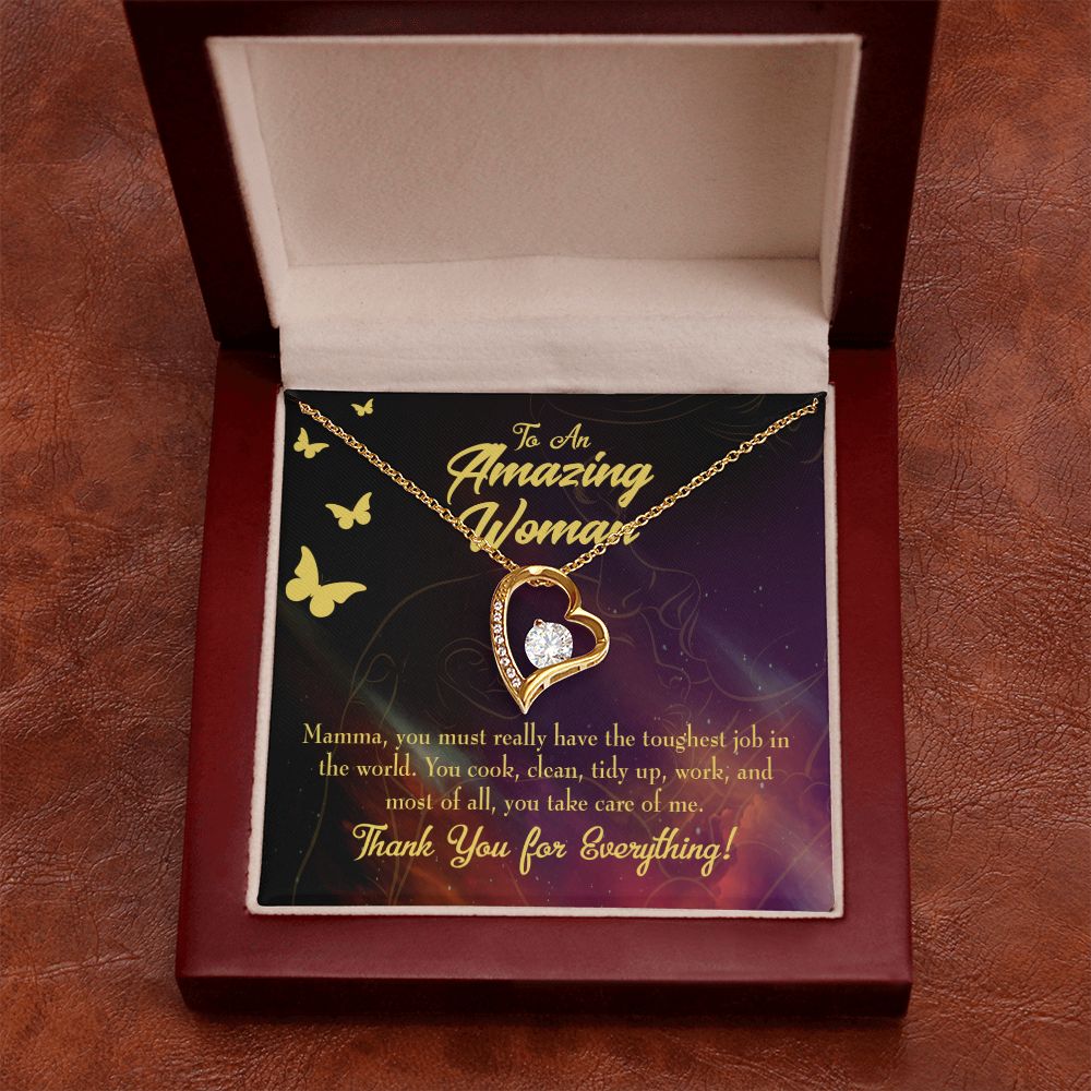 To Mom Mom Tough Job Forever Necklace w Message Card-Express Your Love Gifts