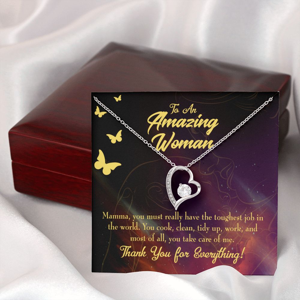 To Mom Mom Tough Job Forever Necklace w Message Card-Express Your Love Gifts