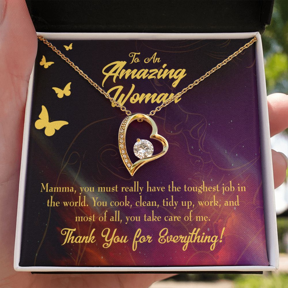 To Mom Mom Tough Job Forever Necklace w Message Card-Express Your Love Gifts