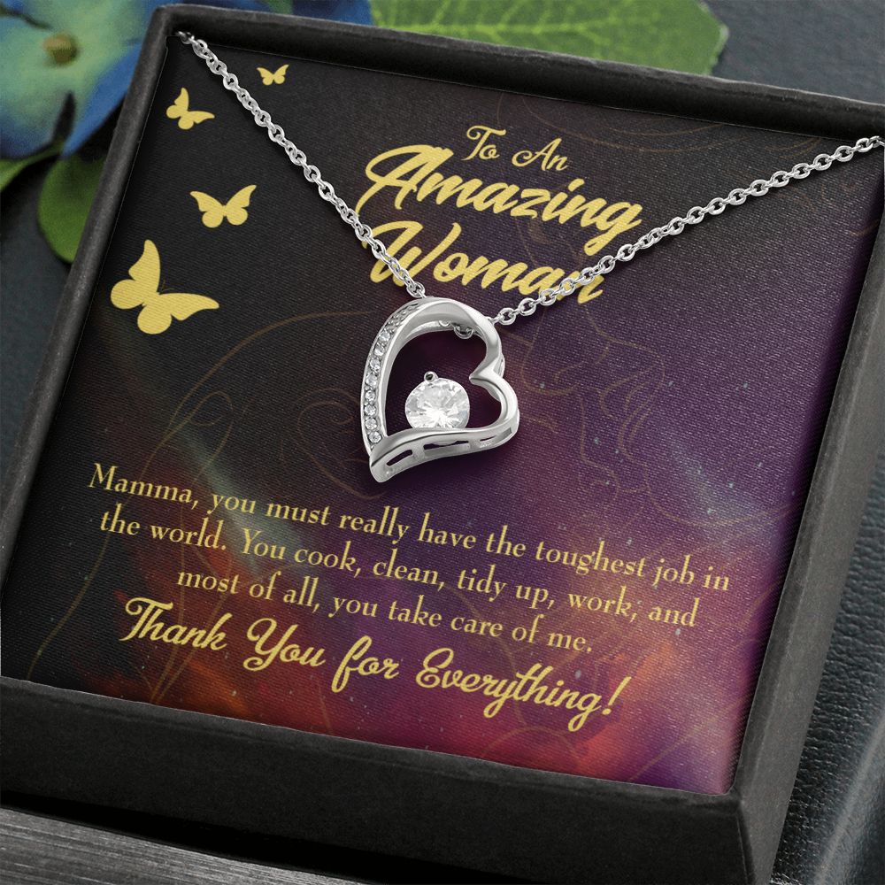 To Mom Mom Tough Job Forever Necklace w Message Card-Express Your Love Gifts