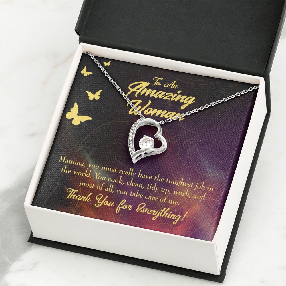 To Mom Mom Tough Job Forever Necklace w Message Card-Express Your Love Gifts