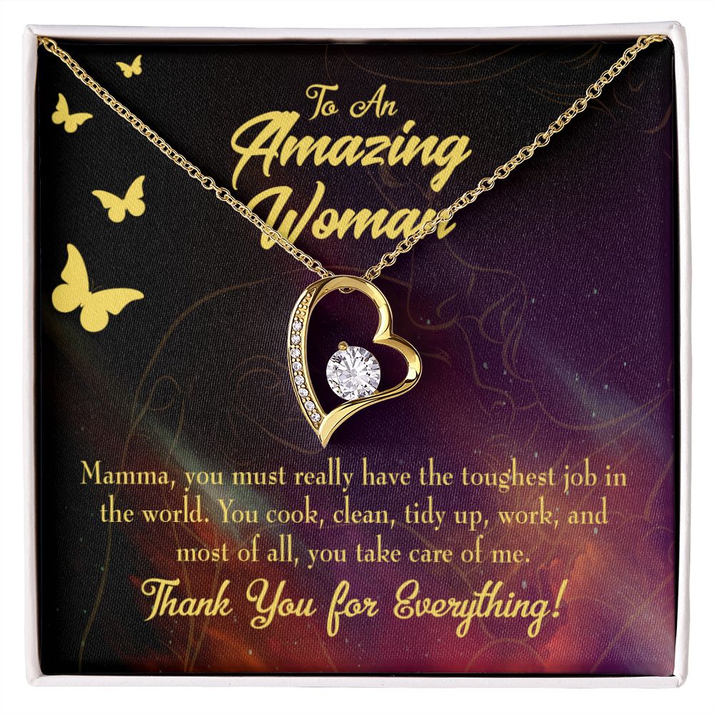 To Mom Mom Tough Job Forever Necklace w Message Card-Express Your Love Gifts