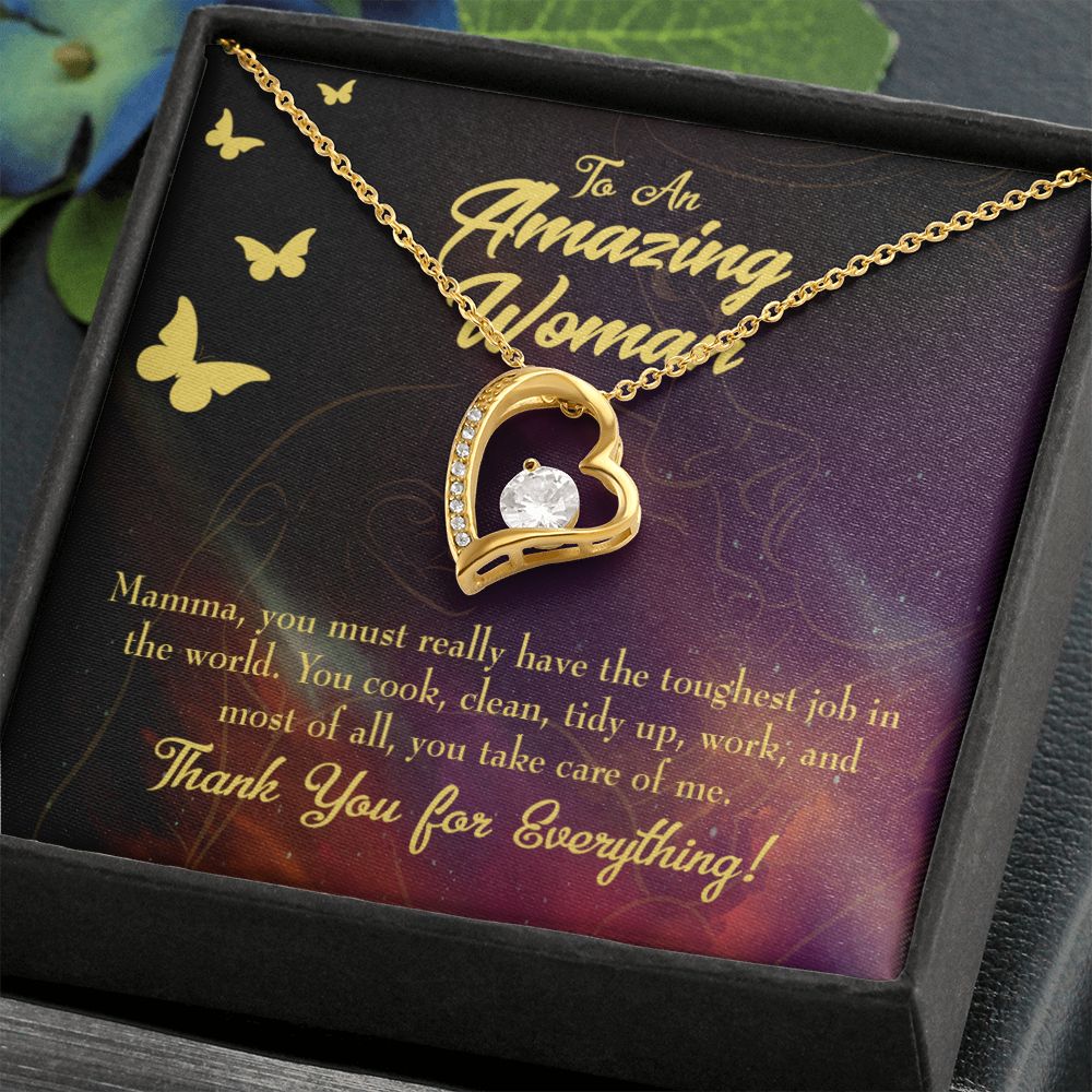 To Mom Mom Tough Job Forever Necklace w Message Card-Express Your Love Gifts