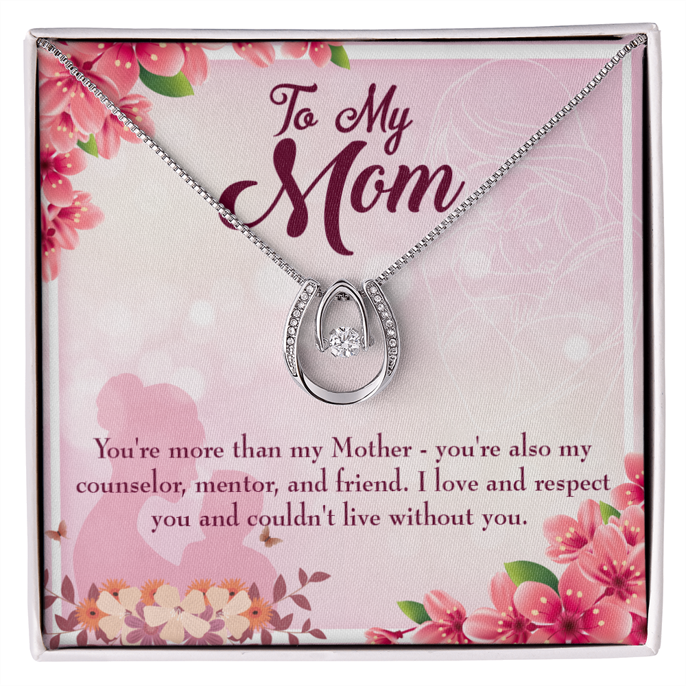 To Mom More Than a Mother Lucky Horseshoe Necklace Message Card 14k w CZ Crystals-Express Your Love Gifts