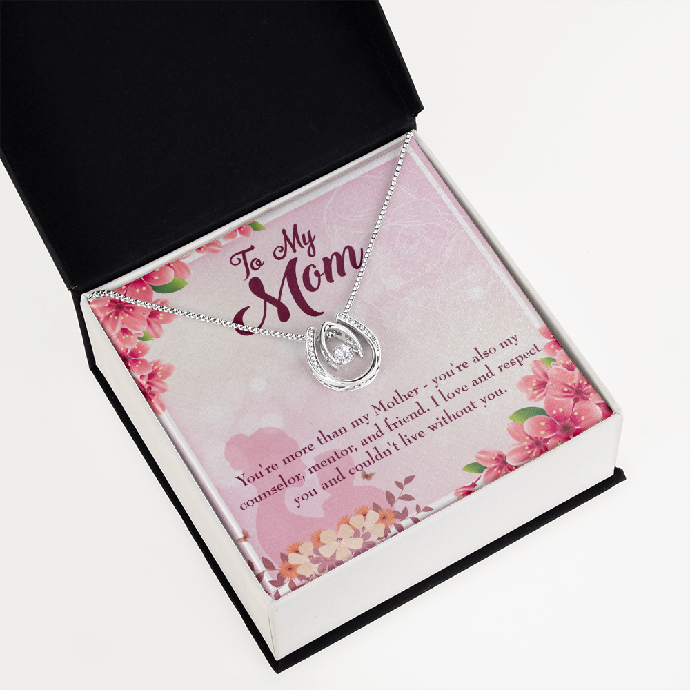 To Mom More Than a Mother Lucky Horseshoe Necklace Message Card 14k w CZ Crystals-Express Your Love Gifts