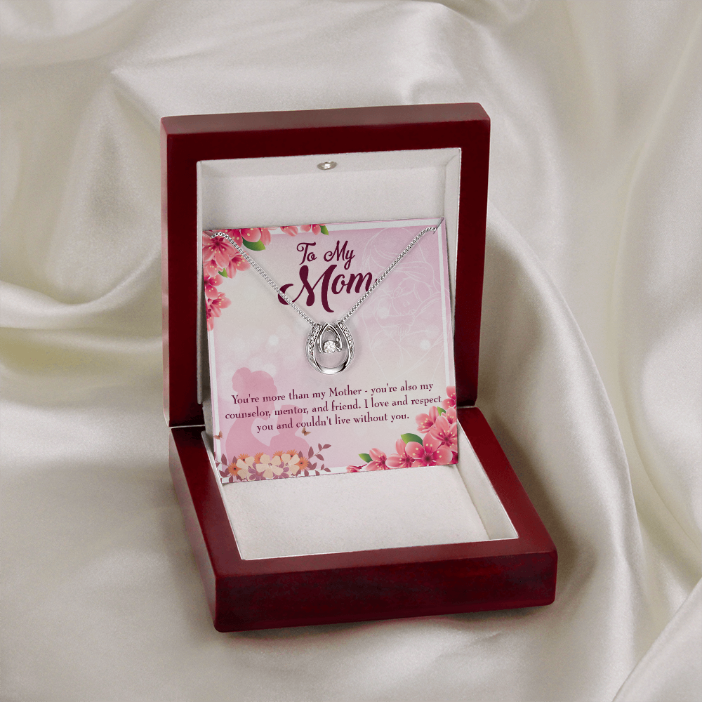 To Mom More Than a Mother Lucky Horseshoe Necklace Message Card 14k w CZ Crystals-Express Your Love Gifts