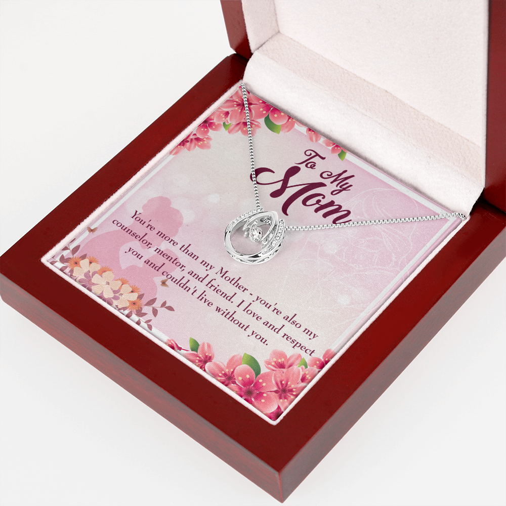 To Mom More Than a Mother Lucky Horseshoe Necklace Message Card 14k w CZ Crystals-Express Your Love Gifts