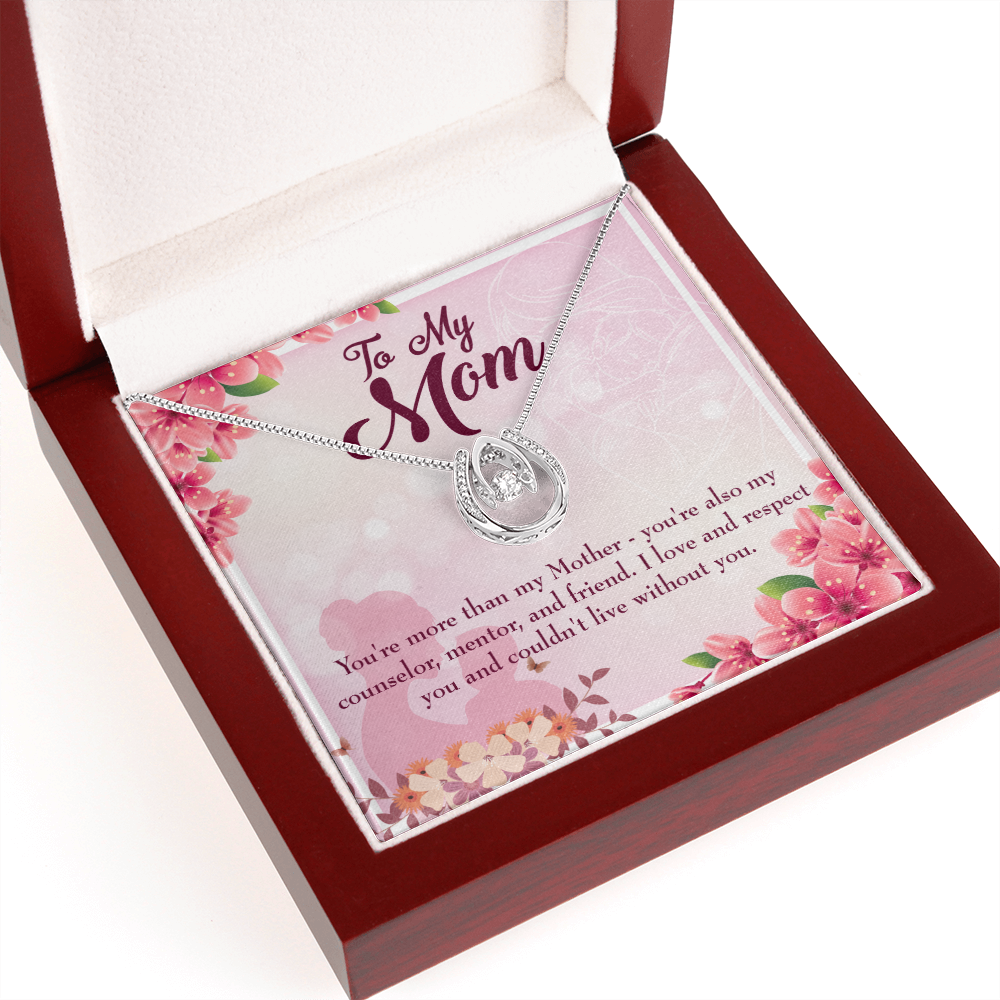 To Mom More Than a Mother Lucky Horseshoe Necklace Message Card 14k w CZ Crystals-Express Your Love Gifts