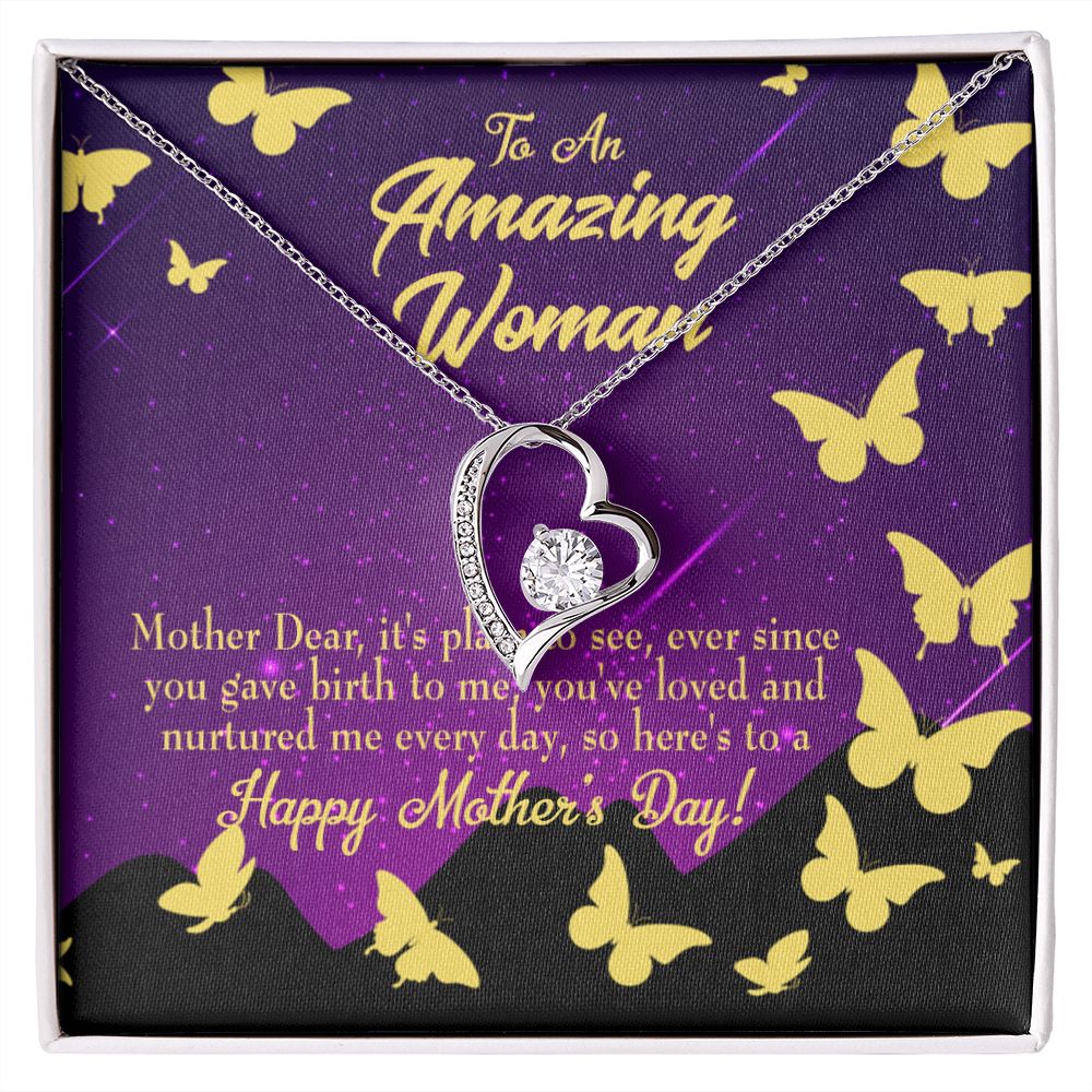 To Mom Mother Dear Forever Necklace w Message Card-Express Your Love Gifts