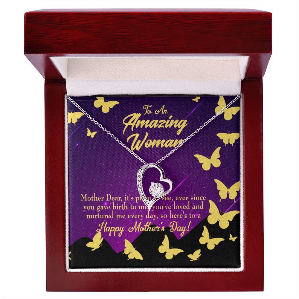 To Mom Mother Dear Forever Necklace w Message Card-Express Your Love Gifts