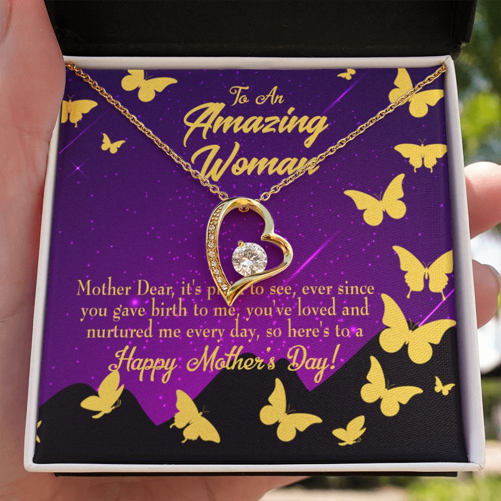 To Mom Mother Dear Forever Necklace w Message Card-Express Your Love Gifts