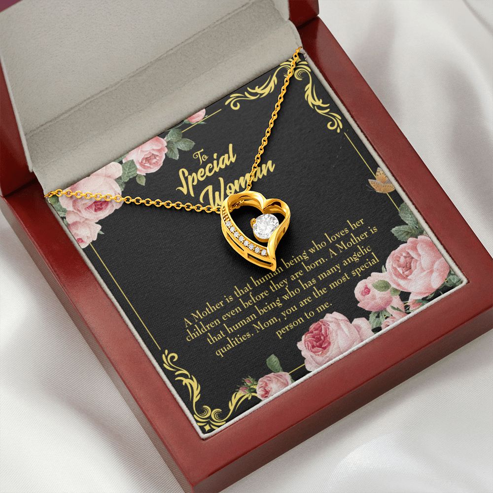 To Mom Mother is Human Forever Necklace w Message Card-Express Your Love Gifts