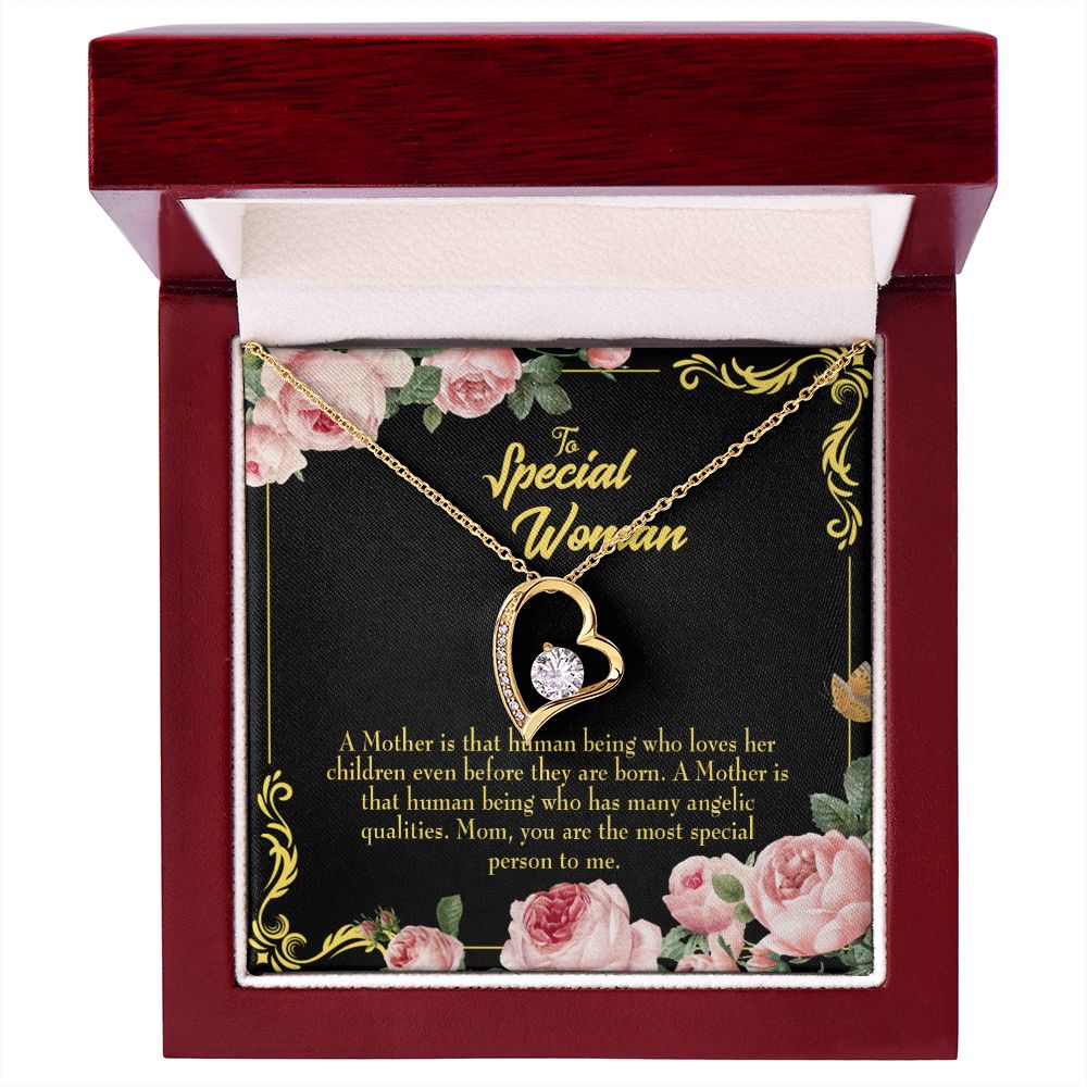 To Mom Mother is Human Forever Necklace w Message Card-Express Your Love Gifts