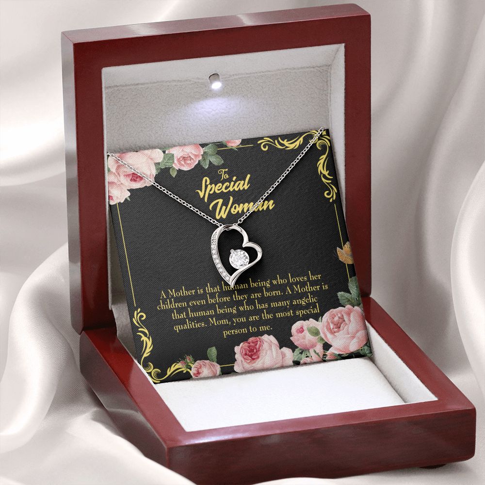 To Mom Mother is Human Forever Necklace w Message Card-Express Your Love Gifts