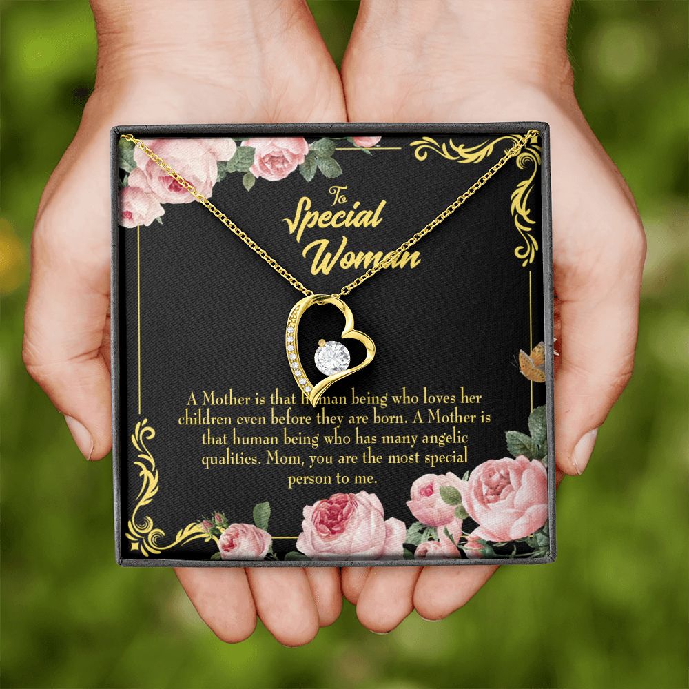 To Mom Mother is Human Forever Necklace w Message Card-Express Your Love Gifts